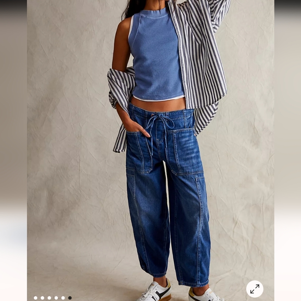NWT Free People Silverton Pull On Barrel Jeans